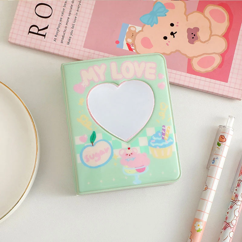 Korean Ins Girls' Cartoon Cute Products 3-Inch 40 Pockets Square Photo Album Hollow Heart  Album Collect Book Photocard Holder