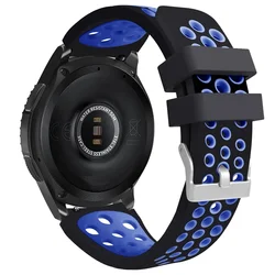Enhanced Silicone Band for Smartwatches - Original Strap for 45mm/22mm Watches (Black blue)