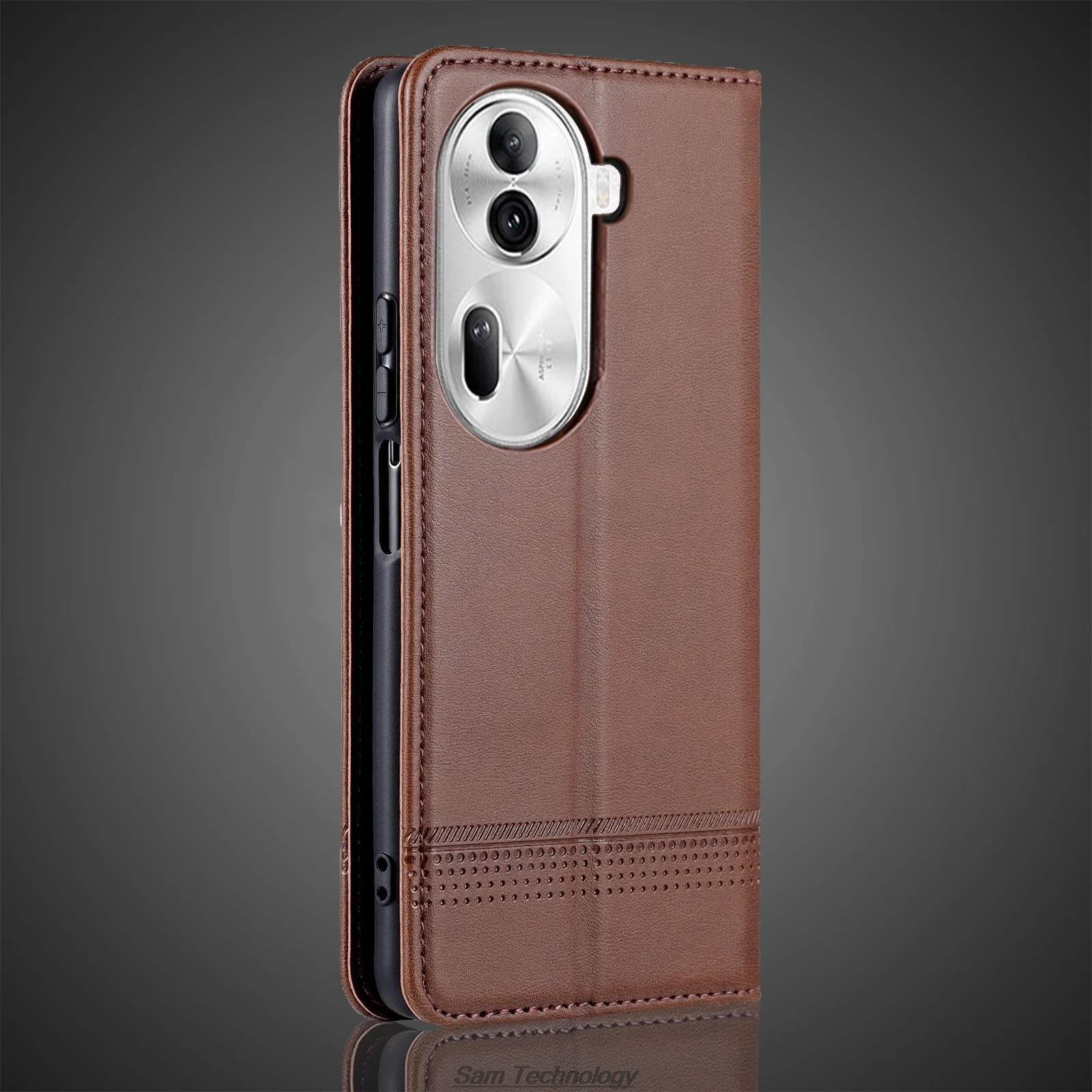 Custodia Portafoglio Oppo Reno 11 Pro 5G: Cover A Libro In Pelle PU Con Magnetica, Slot E Stand (Blu) - 3