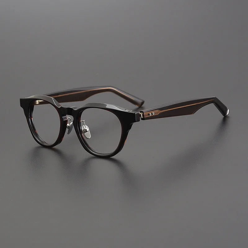 

Design of retro three-dimensional round glasses frame Spring leg acetate glasses frame can be equipped with prescription glasses