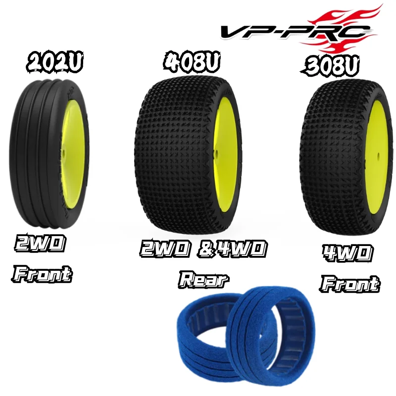

Шина-багги VP PRO RC 1/10 4WD 2WD, 202, 408 дюйма, Круглый ребристый кактус, Evo, Гайка 12 мм, гоночная шина с высоким захватом, губка для радиоуправляемых гоночных шин TLR Xray AE SWORKZ