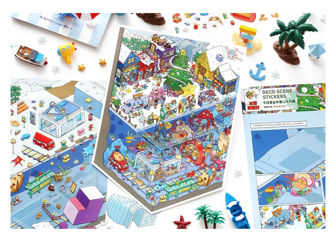 Mehrere Themen Landschaft Kleines Haus Szene DIY Aufkleber Hoch spielbarer Aufkleber Stapeln Einfügen Festival Geburtstagsgeschenk für Kinder – Detail 14