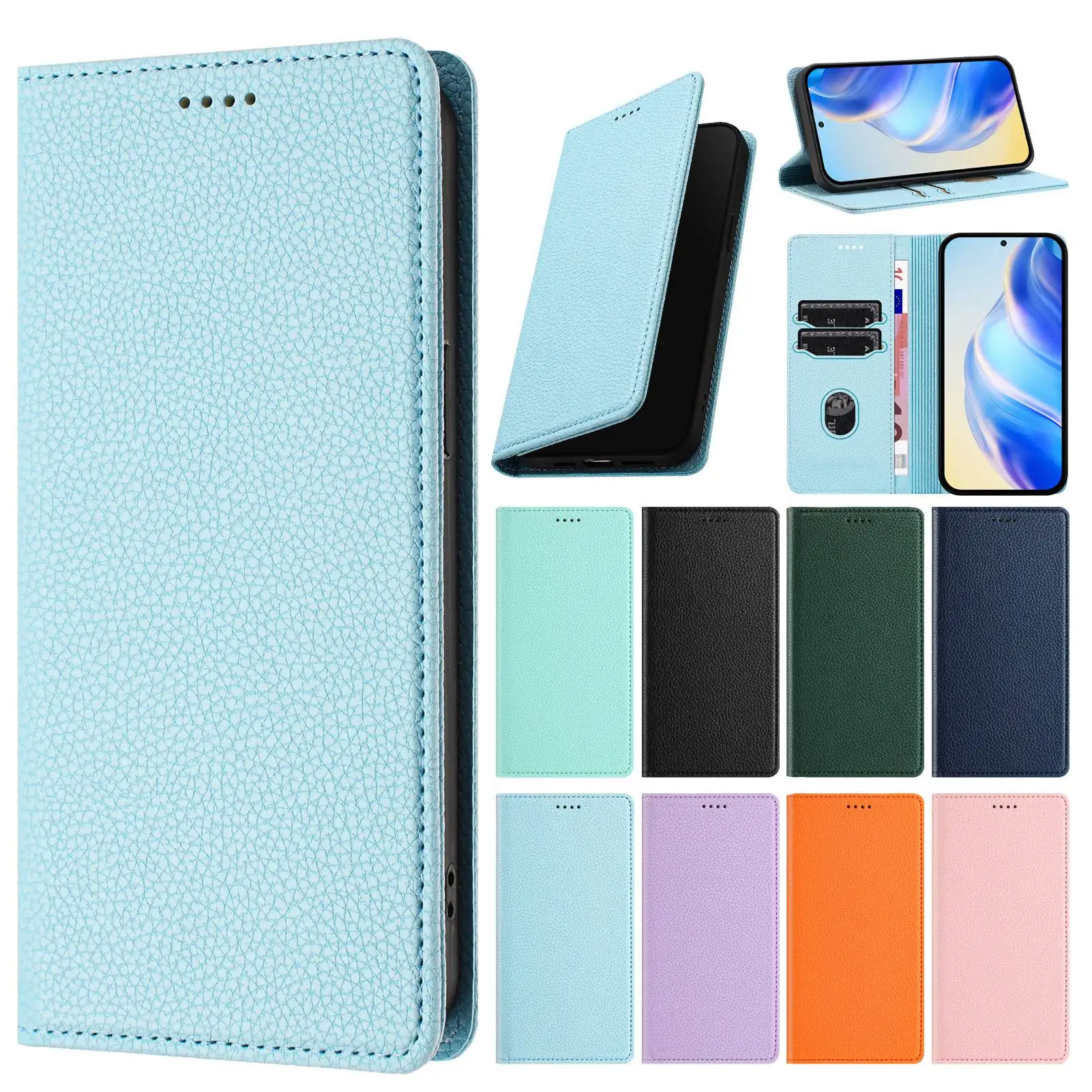 Lichee Pattern Leather Magnetic Phone Case Cover