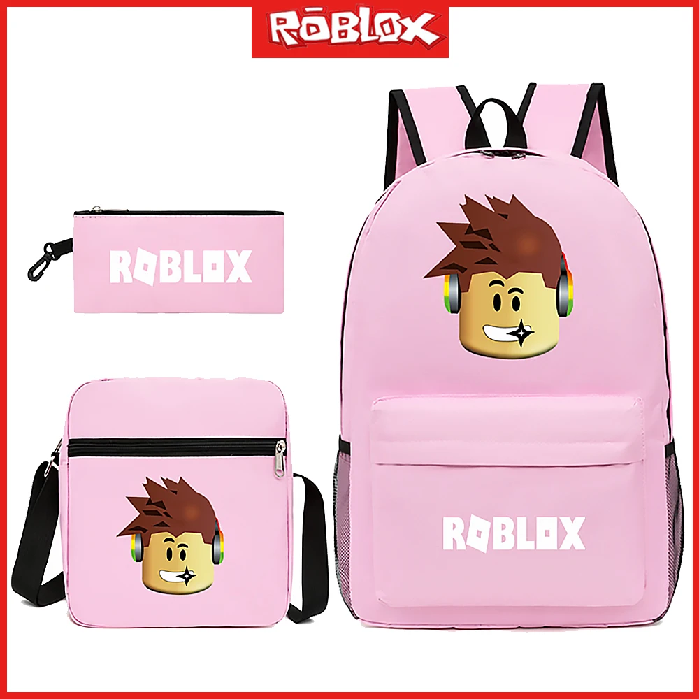 Roblox-Mochila de ombro para estudante masculino e feminino, bolsa de  viagem, tendência dos desenhos animados, aniversário e presente de  Halloween, novo, 3 peças - AliExpress