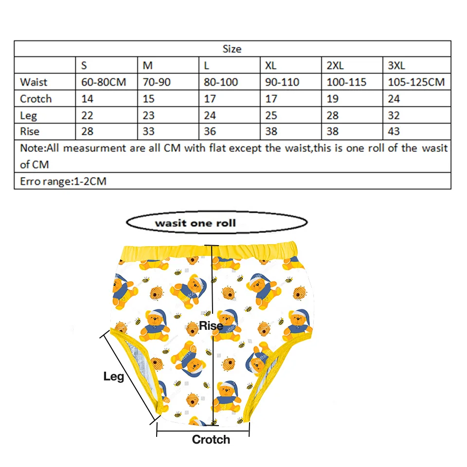 DDLG Adult Printed Trainning Pant Waterproof Adult Baby Nappies Brief With Padding Potty Underweaer Panties For Men