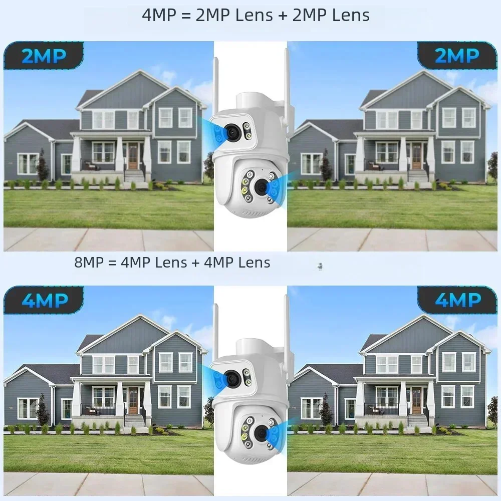 BESDER 8MP 4K PTZ kamera Wifi z podwójny obiektyw podwójnymi ekranami i do wykrywania ludzi, bezprzewodowa zewnętrzna kamera zabezpieczająca CCTV aplikacja ICSEE