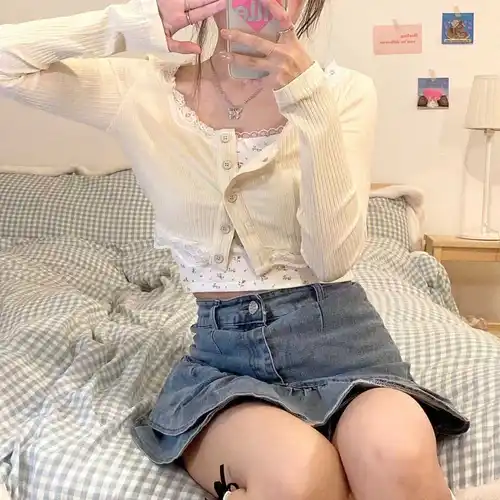 여성용 싱글 브레스트 가디건 세트, 섹시한 소녀 크롭 캐미솔, 부드러운 스트리트웨어, 홀리데이 신상, 신선한 시크, 여름 3