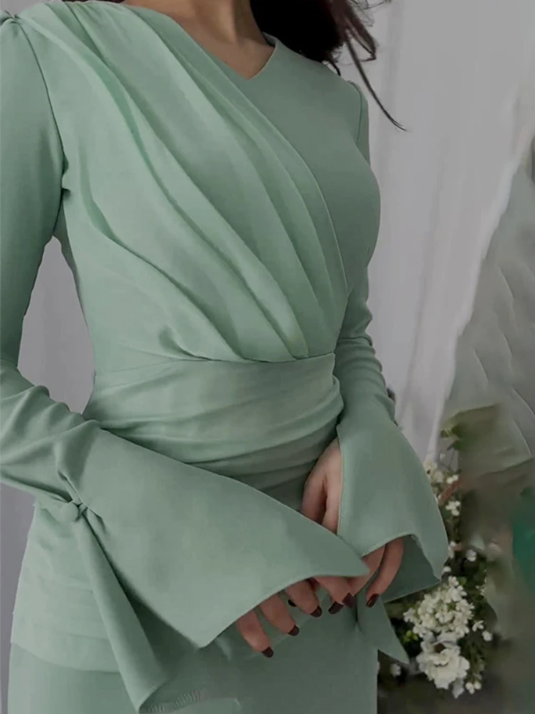 Eid Muslim Party Dress Women Ramadan Abaya Pleated Flare Sleeve Long Dresses Morocco Vestidos Largos Dubai Robe Jalabiya 2024