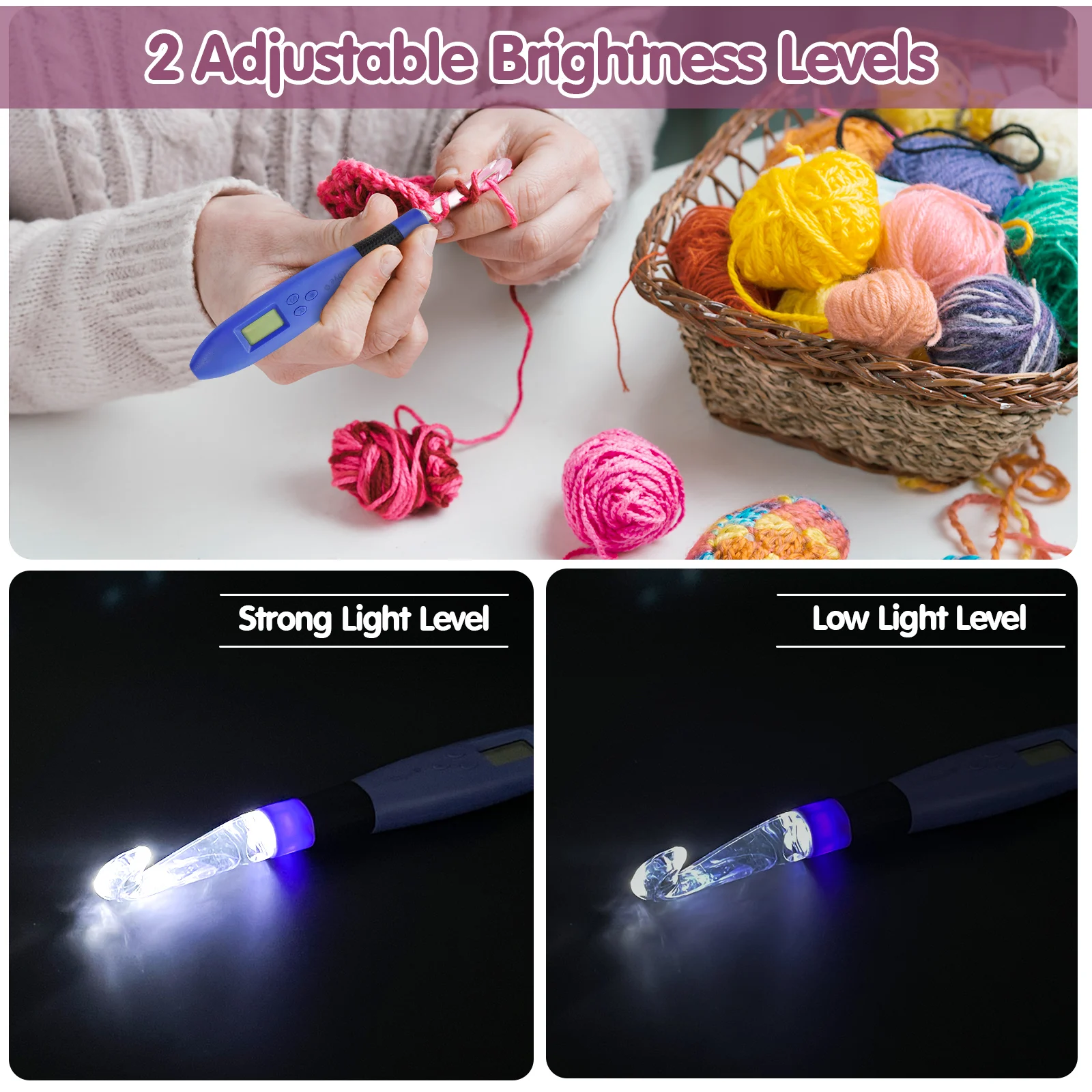 18 Size Crochet Hook Set with LED Light and Stitch&Row Counter Digital  Knitting Kit DIY Tool for Beginner Experienced Crocheters - AliExpress