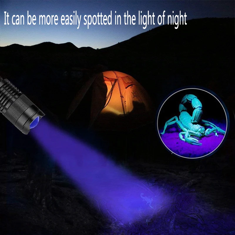 LED UV Flashlight Ultraviolet Torch With Zoom Function Mini Blacklight 395nm Ultra Violet Flashlights For Fluorescence Detection led flashlight mini flashlight led flashlights uv flashlight mini led flashlight led torch light