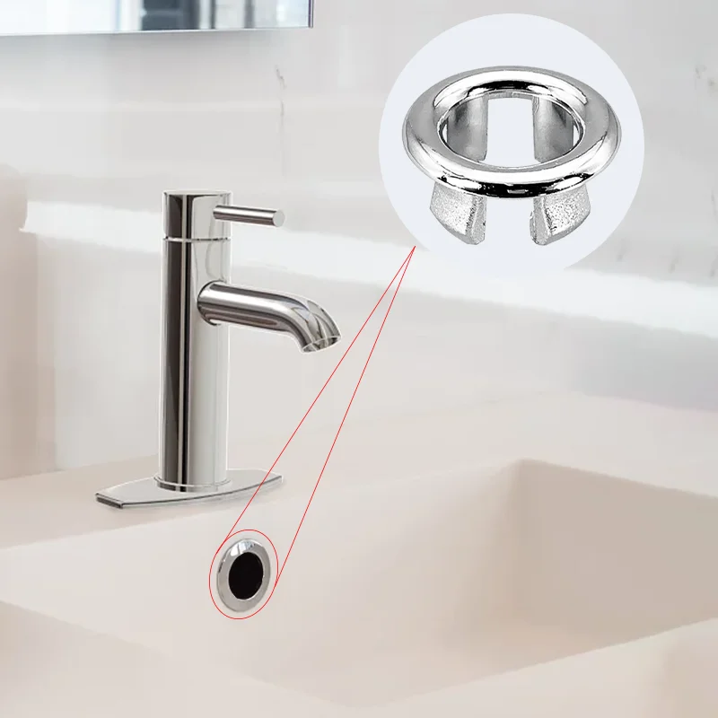 8/1Pcs Sink Hole Round Overflow Cover Ring Wash Basin Hollow Overflow Ring Sink Hole Cover Bathroom Kitchen Accessories sink overflow cover