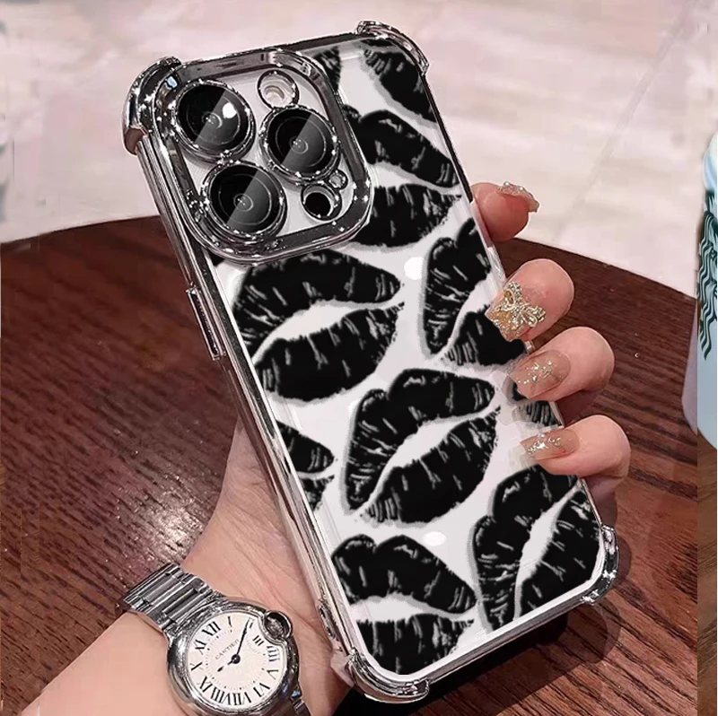 Plating Lips Kiss Pattern Phone Case Cover