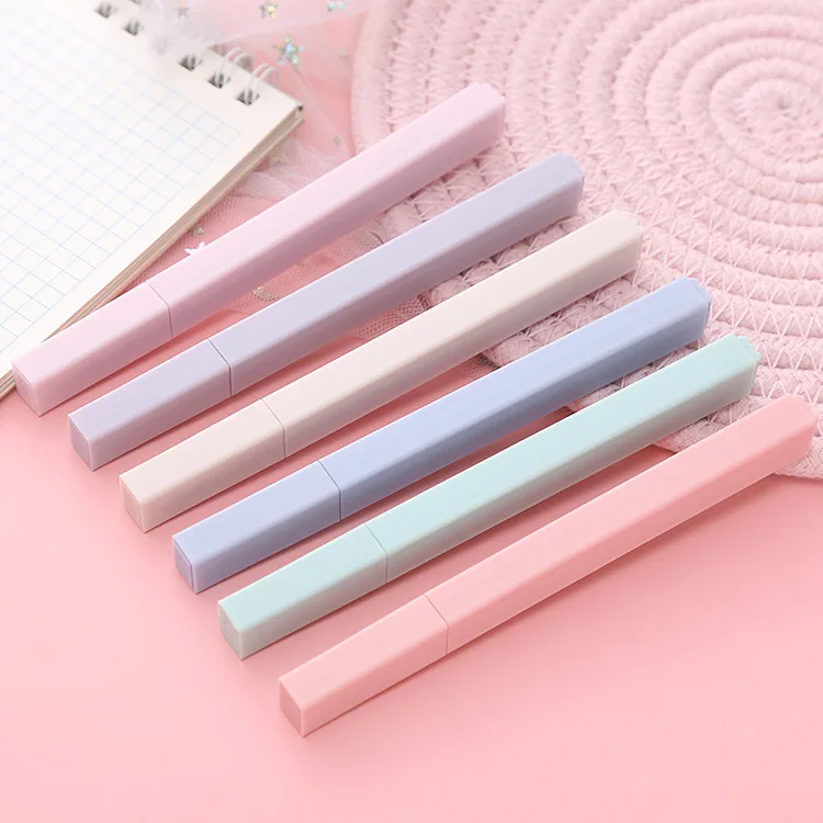 6Pcs/set Morandi Highlighter Pen  Cute Stationery  Soft Head Color  DIY Photo Album Pen Student's Key Marking Pen ins various round dot label sticker color morandi photo envelope card sealing paster stationery notebook diy decorative sticker