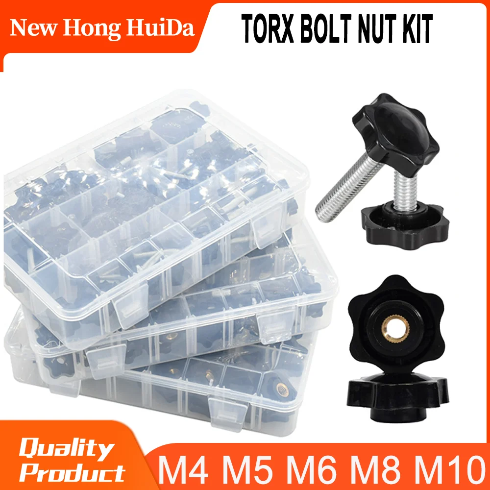 Plastic Handle Clamping Bolts Nuts Kits Stainless Steel Thumb Screws Hand Knob Fastening Industry Equip Bolt M4 M5 M6 M8 M10 stainless steel screws,screw bolt nut set