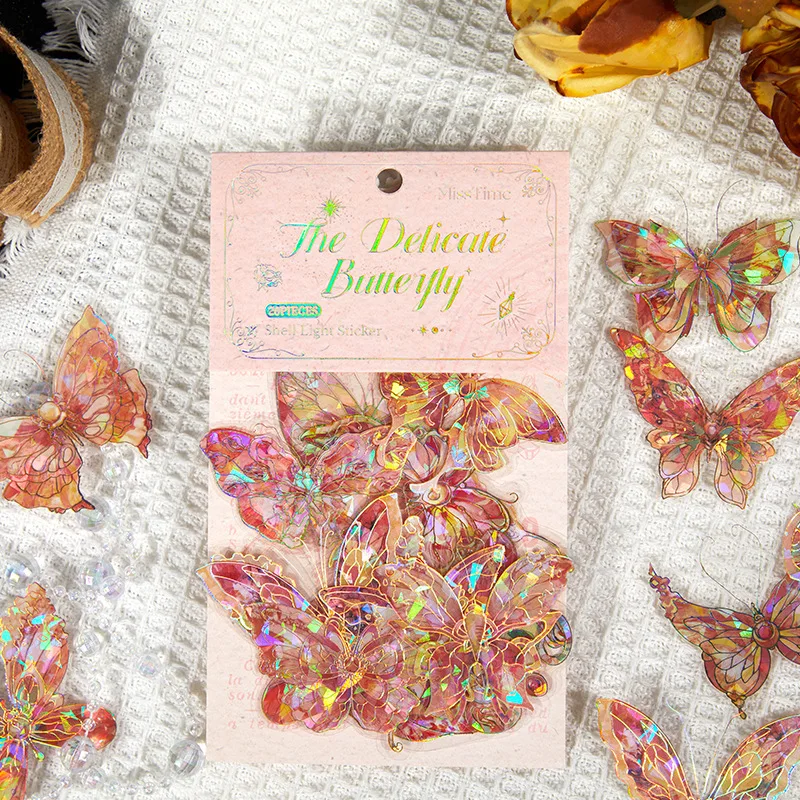 Butterfly Sticker Gold Foil DIY Scrapbooking Collage Junk Journal Planner Decorative Stationery PET Stickers 20pcs/pack scrapbooking material scrapbook materials diy craft materials