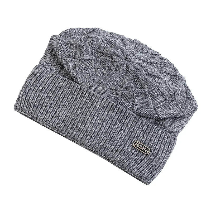 New Style Unisex Winter Hat Plush Fur Lined Warm Small Square Style Soft Beanie Hats Men Women Thicken Ski Sports Knitted Hat