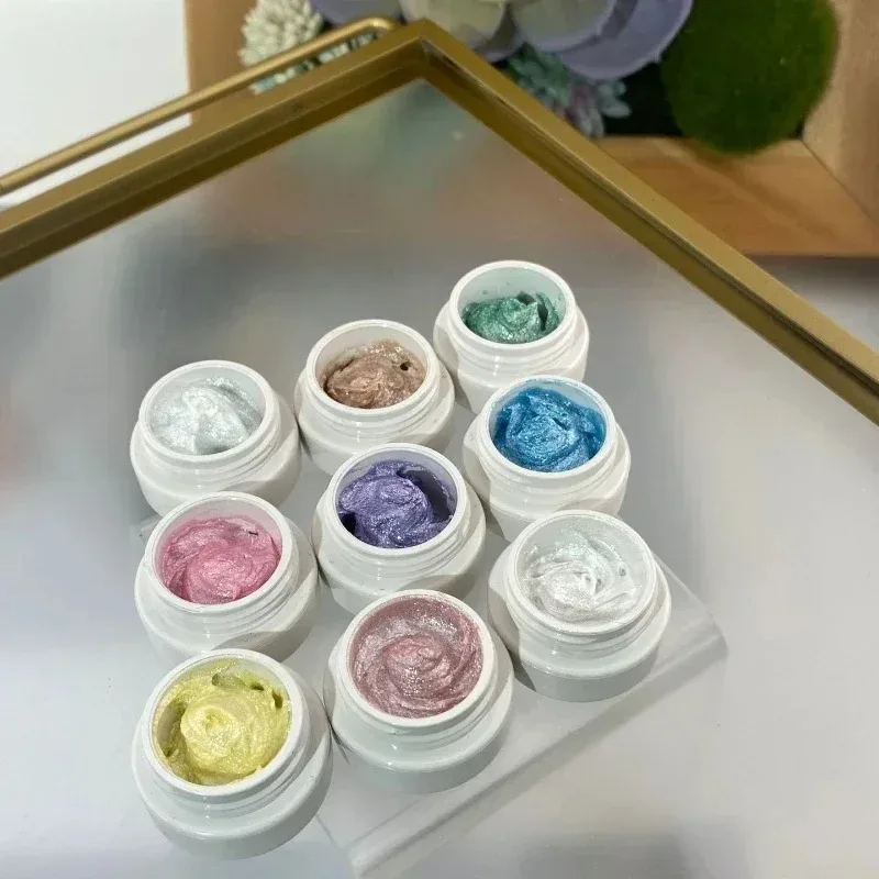 9colors/set 2.5ml Color Fairy Powder Cream Gel Nail Polish Texture Paste Texture Three-dimensional Modeling Glue Nail Art Design