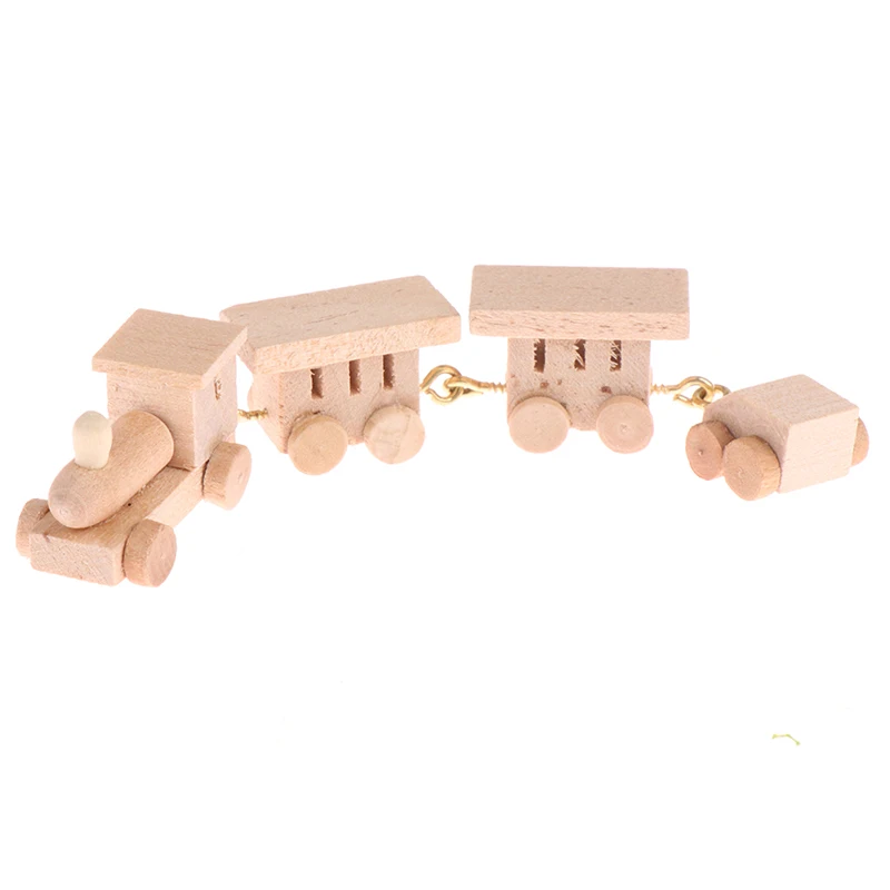 

1Pc 1:12 Dollhouse Miniature Wooden Train Simulation Model Toy Doll House Decor