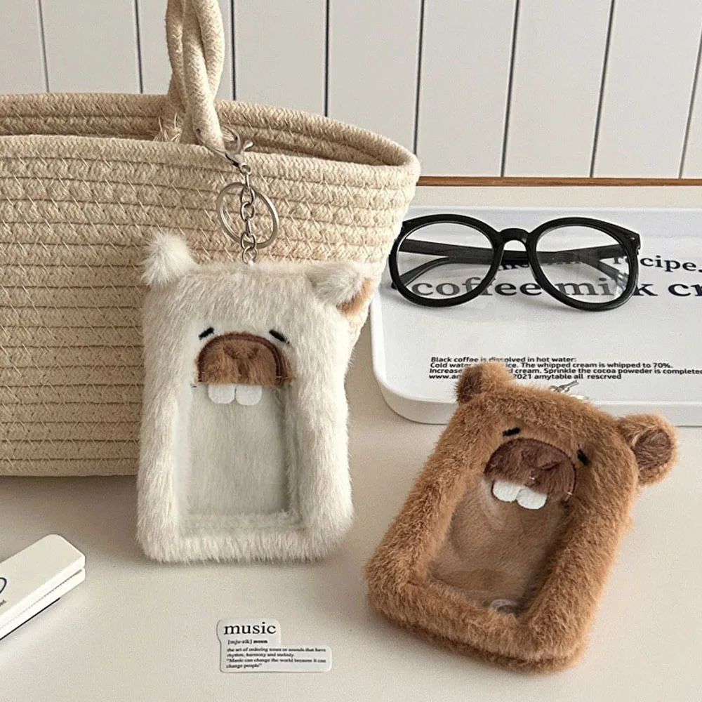 

Korean Cartoon Plush Card Holder Keychain Photo Protector Case ID Credit Case Star Chasing Pendant Storage Card Bag Card Cover