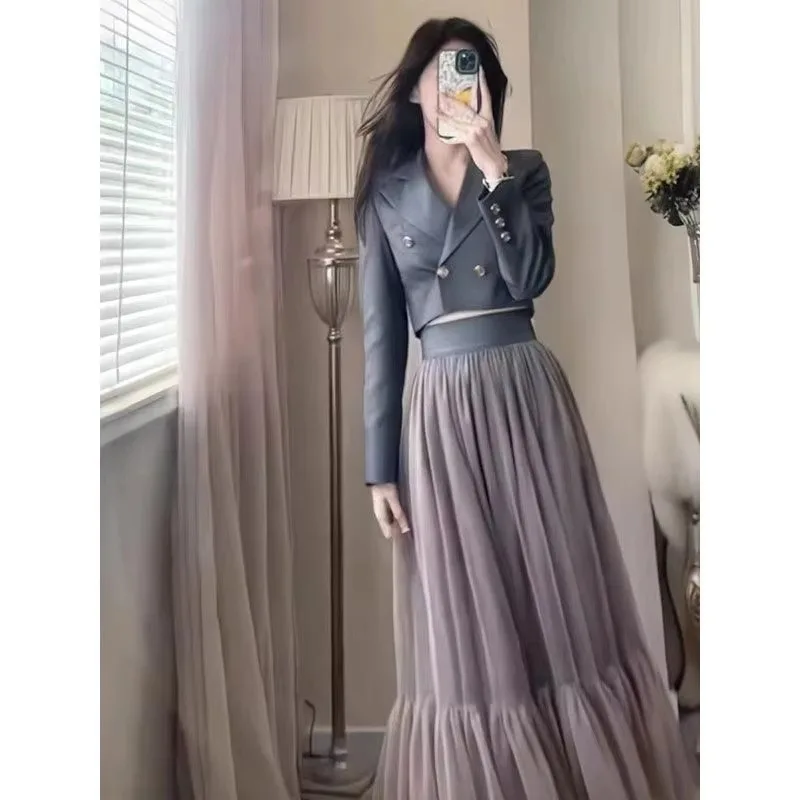 Insozkdg-طقم بليزر قصير عالي الجودة للنساء ، تنورة...