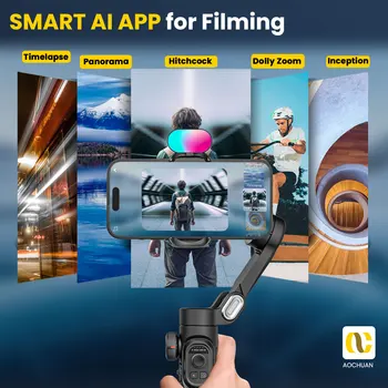 AOCHUAN Smart XE Combo Phone Gimbal Stabilizer with Extension Rod 3-Axis Phone Gimbal Stabilizer For iphone and Android phone 5