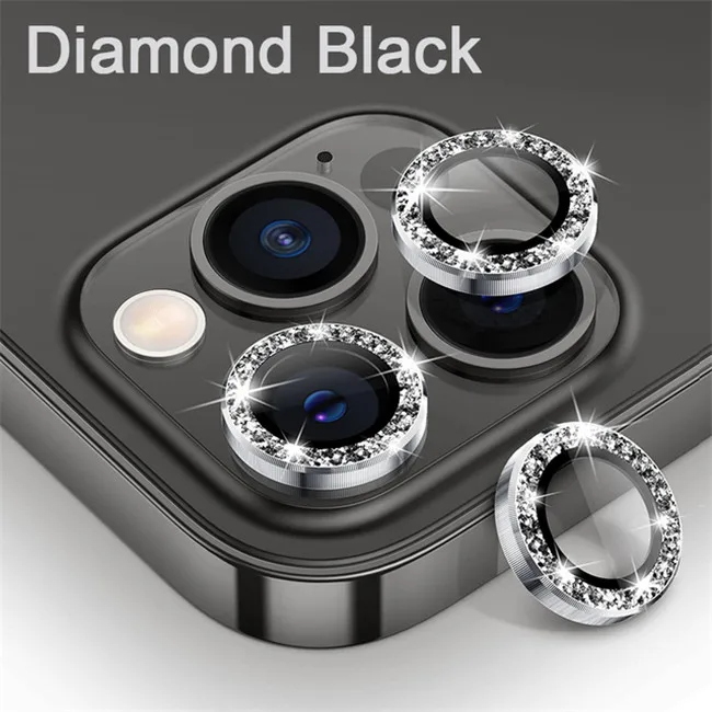 Metal Camera Protector IPhone 11 12 13 14 Plus Diamond Ring Lens Glass For Iphone 15 Pro Max Accessories_voghion.com