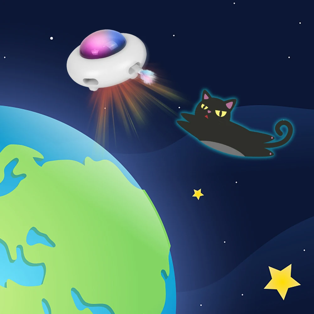 고양이 엔터테인먼트 장난감 반려동물 용품, 자동 UFO 반려동물 턴테이블 잡기, 상호 작용 교체 가능한 깃털 전기 고양이 장난감