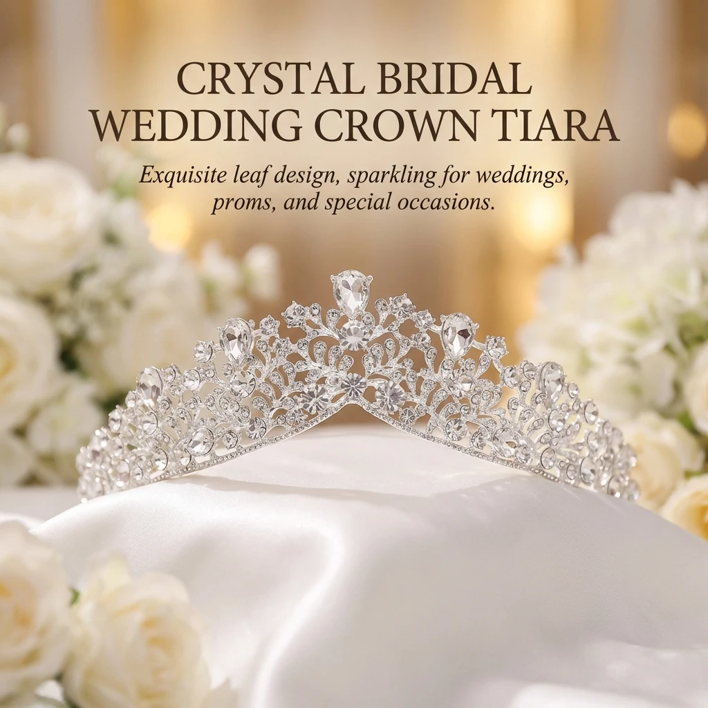 Corona nuziale barocca con strass in lega, elegante fascia per capelli da sposa per donne, eventi formali, feste e balli di fine anno - immagine 4