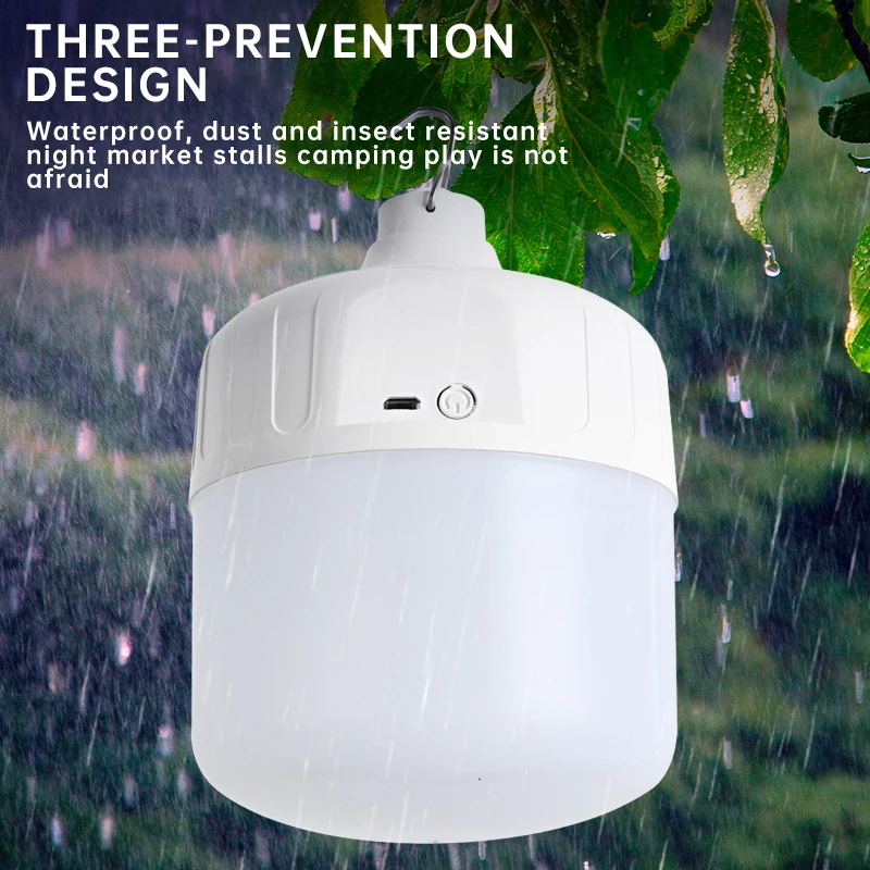 USB Rechargeable Portable Camping Light Bulb, Waterproof Tent Hanging Light, Outdoor Hiking Picnic Fishing Light