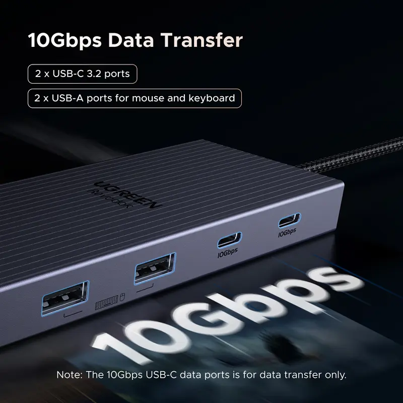 UGREEN 12-in-1 USB HUB Type-C to 2HDMI 4K120Hz DP USB3.2 10Gbps SD/TF RJ45 PD100W for MacBook Dell HP Laptop Accessories Docking - Image 5