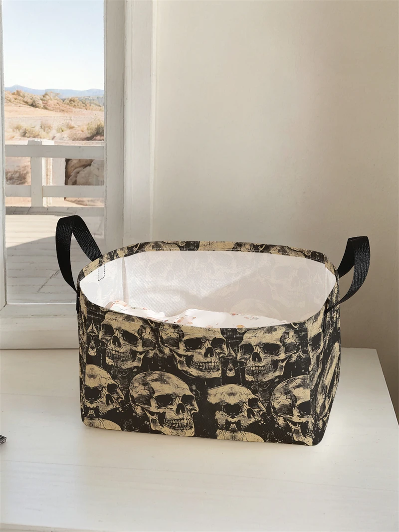 Storage box, underwear, socks, baby toys, storage basket with handle, simple printed decorative storage basket