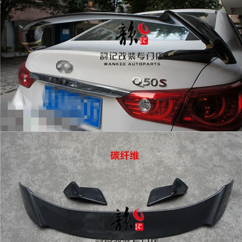 

For Infiniti Q50 Q50L Spoiler Carbon Fiber FRP Material Car Rear Wing Primer Color Rear Spoiler IMP 537S style 2014+UP
