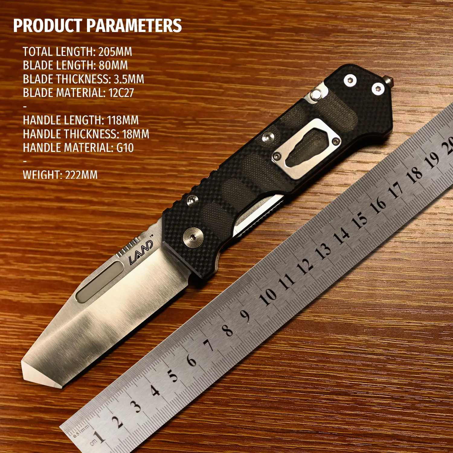LAND 9047/9046 Multi-function Folding Knife 12C27 Blade Outdoor Adventure Wilderness Survival Rescue EDC Portable Tool Knives 6