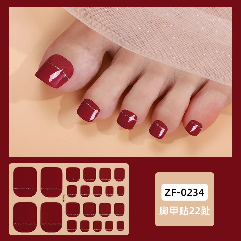 Nail Stickers Nail Art Tools 22 Tips Nail Polish Film Toe Sticker Solid Color Onion Powder Toe Nail Sticker Full Cover