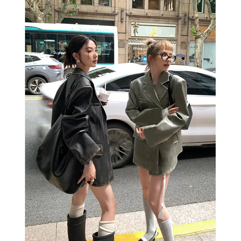 Feelpu 여성용 고급 가죽 재킷, 트렌디 스트리트웨어, 최고 품질의 진짜 가죽 재킷, 2024 용수철 가을 패션
