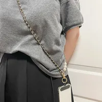 Coque de téléphone longue en cuir tissé pour femme, lanière en métal JOWith Pearl, lanière de téléphone universelle, décoration de sac à bandoulière alertes onale 5