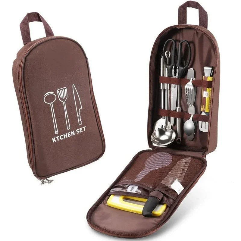 New Outdoor Camping Cookware Storage Bag Cooking Utensil Organizer Kitchen Ware Container Bag Portable Picnic Tableware Pouch