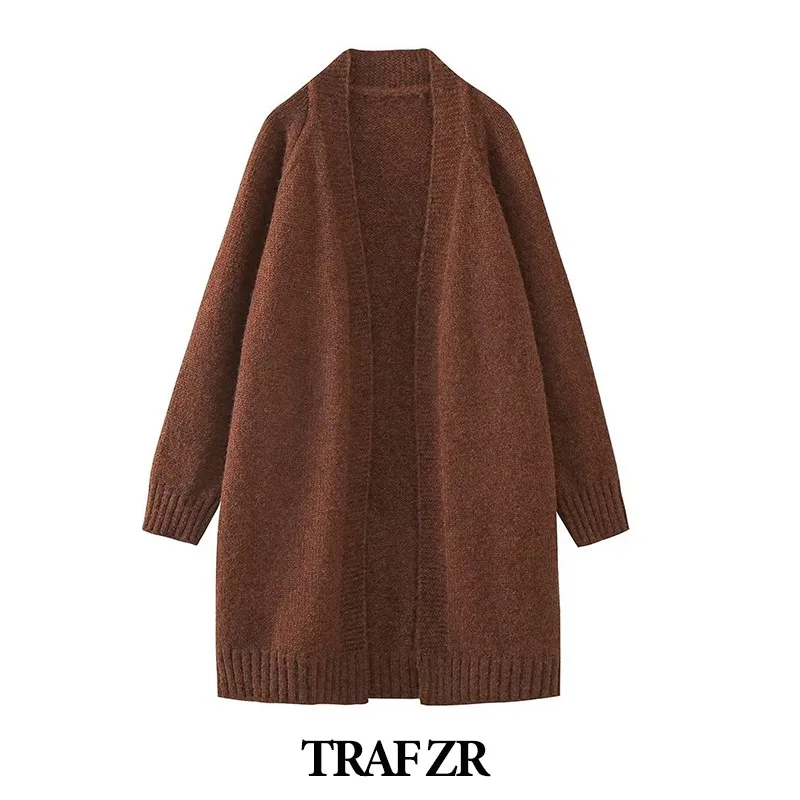 

TRAF ZR Cardigan Women Long Korean Autumn Clothes New Knit Fashion Sweater 2023 Old Money Style Women's Coat Plus Size Clothing