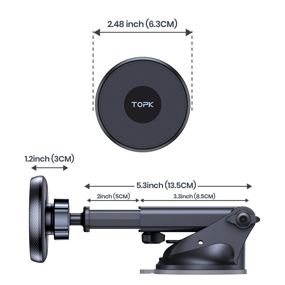 TOPK Magnetic Car Phone Holder Mount For Magsafe IPhone15 Pro Max Single-Hand Operation Metal Hook Magnetic Phone Holder for Car