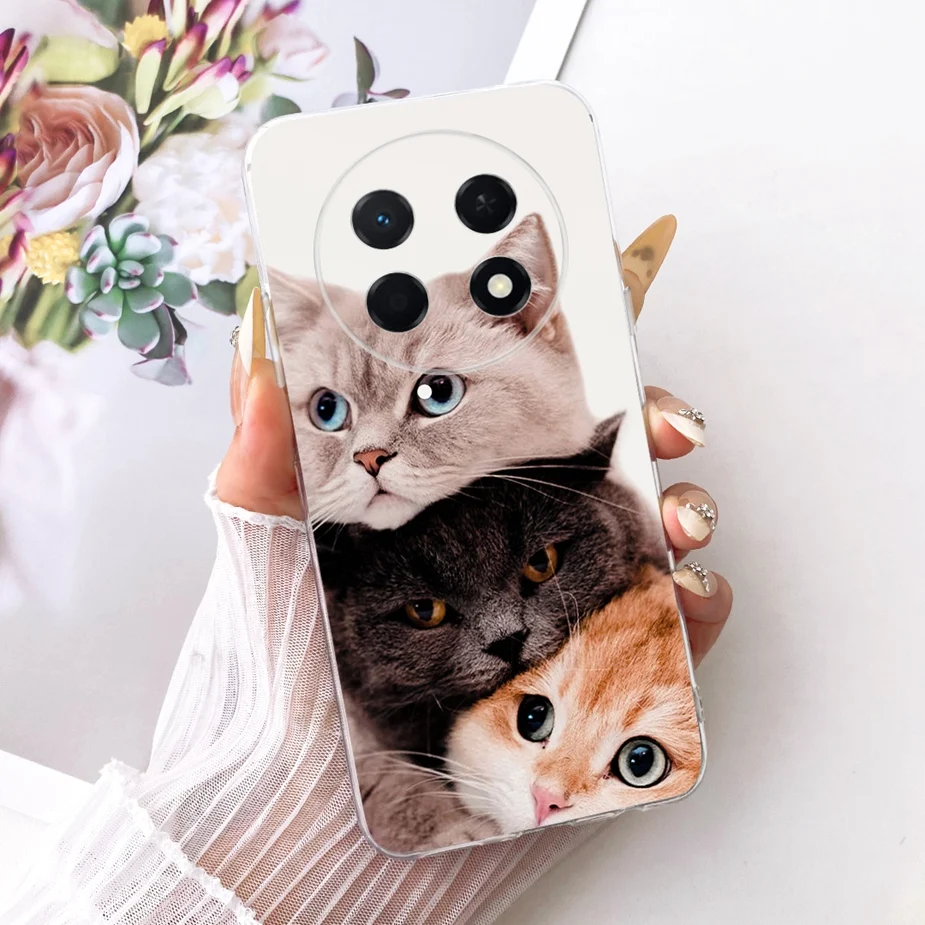 Cute Cat & Peacock Painted Soft Silicone Case - Enhanced Protective Cover