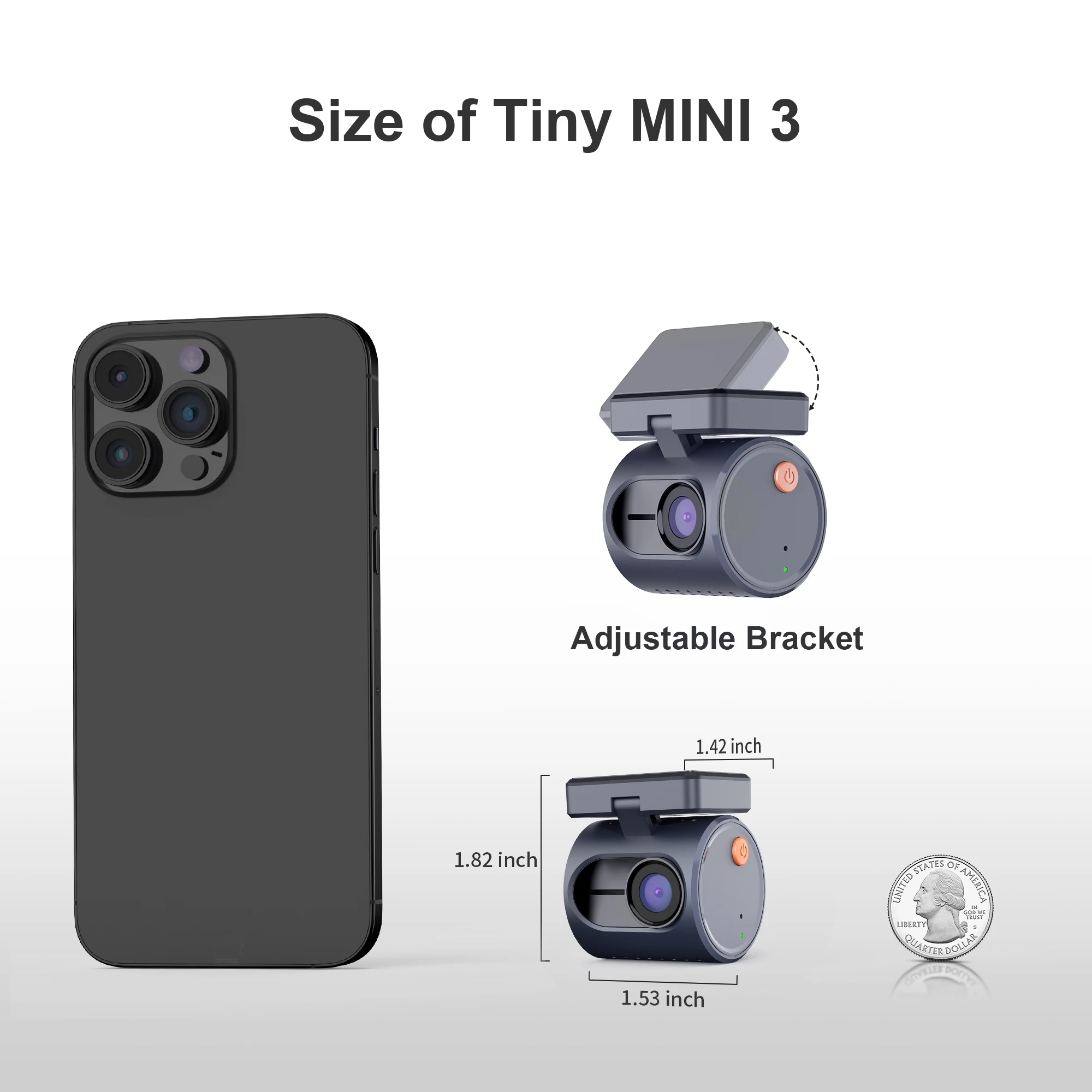 KAWA Dashcam Mini Pro U00c9cran Transparent, 2K1296P QHD Dashcam