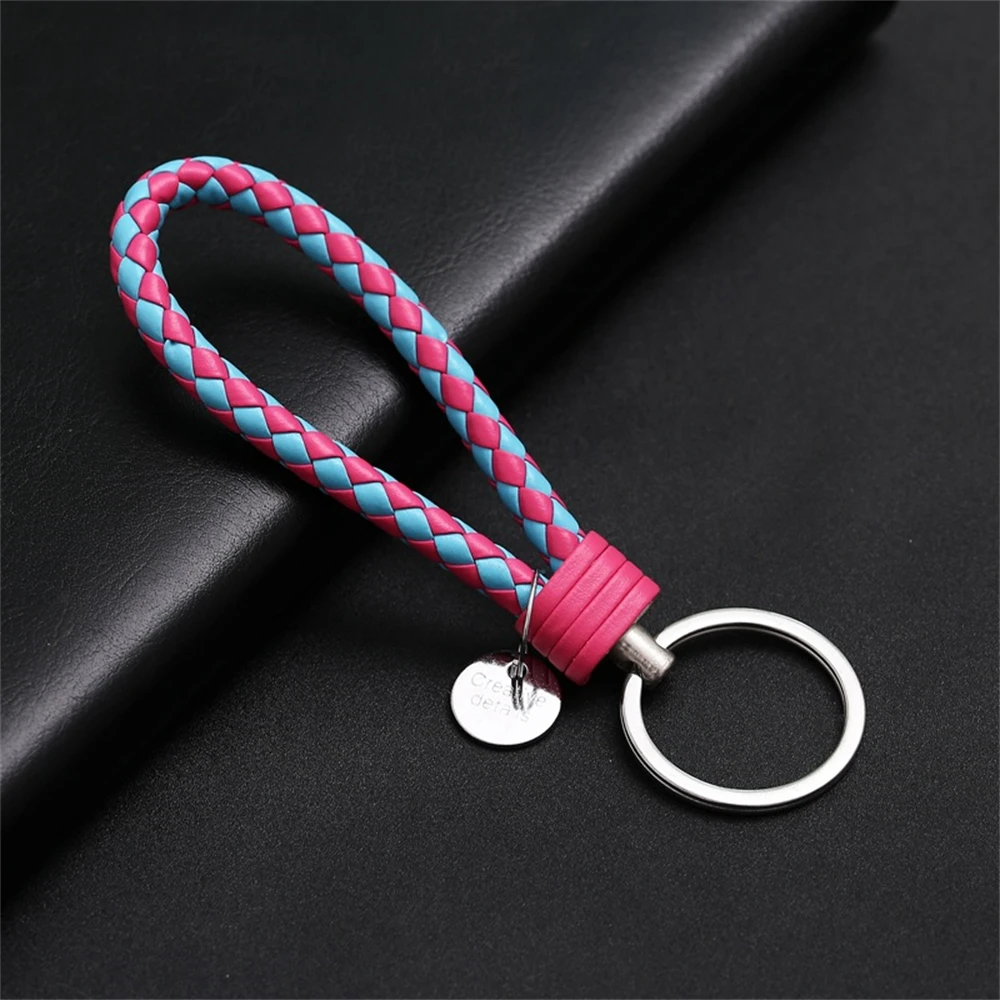 Braided PU Leather Wristlet Keychain Strap - Stylish Accessory