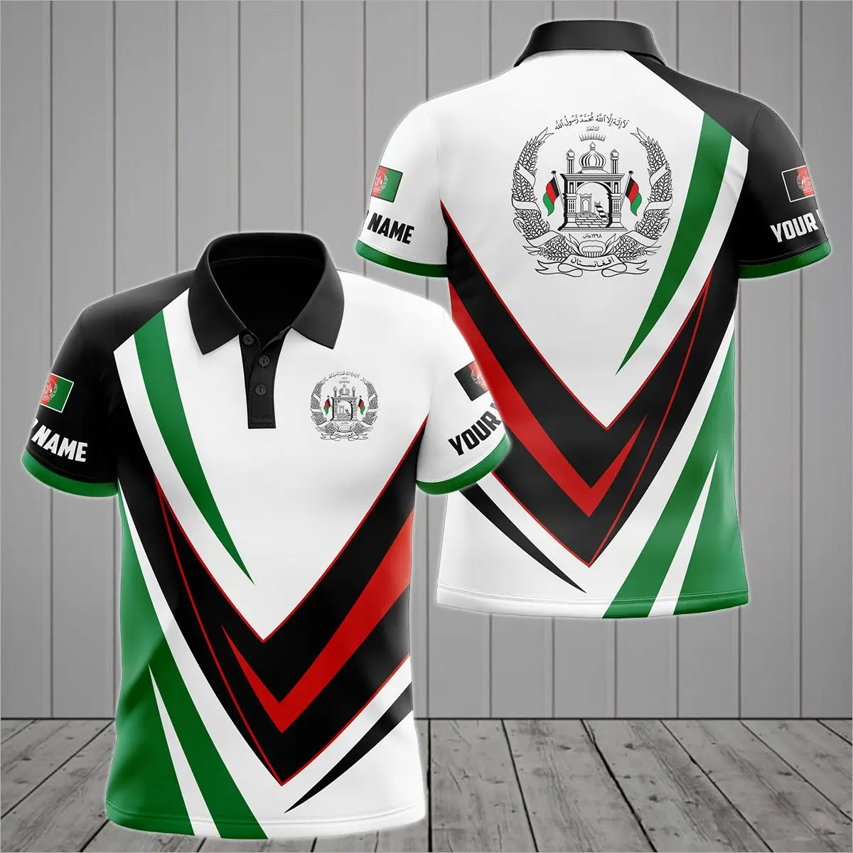 Afghanistan Flag & Coat of Arms Custom Name Polo Shirts Summer Casual Streetwear Men\'s Fashion Loose Jersey Plus Size Sportswear
