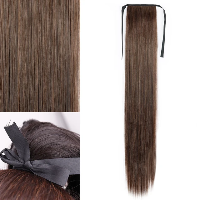 MERISIHAIR Synthetic Long Straight Wrap Around Clip In Ponytail Hair Extension Heat Reistan Pony Tail Fake Hair 13-2-30
