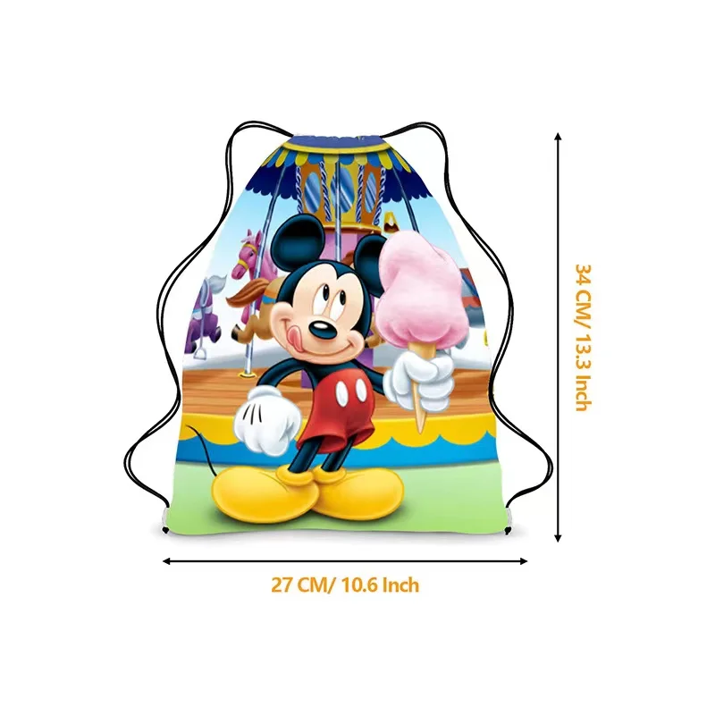 thumbnail image 1 of 6/24 piezas Disney The Red Minnie Mickey Mouse regalos de fiesta de cumpleaños bolsas con cordón no tejidas para niños mochilas escolares de natación, 1 of 5