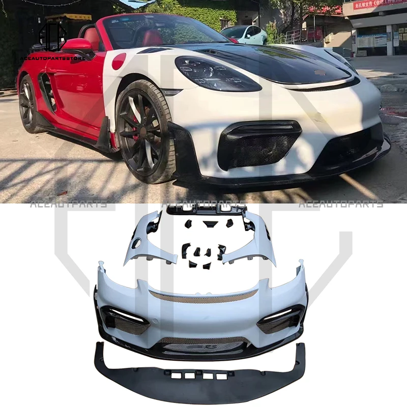 

Carbon Fiber Front Bumper Rear Bumper Spoiler Engine Cover GT4 Rs Style Car Body Kit For Porsche 718 Boxster Cayman 982 16-22y