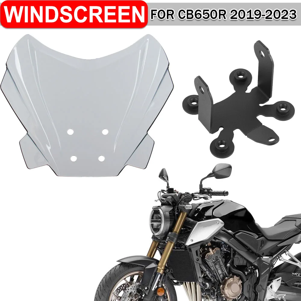 

Переднее ветровое стекло с кронштейном, ветрозащитный козырек для Honda CB650R 2019 2020 2021 2022 2023 мотоцикла CB 650 R, наборы ветровых стекол