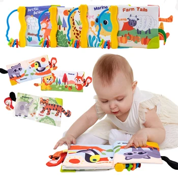 Baby Soft Cloth Book 3D Animal Touch Feel High Contrast Cloth Book,Early Development Interactive Stroller Soft Sensory Toys 1