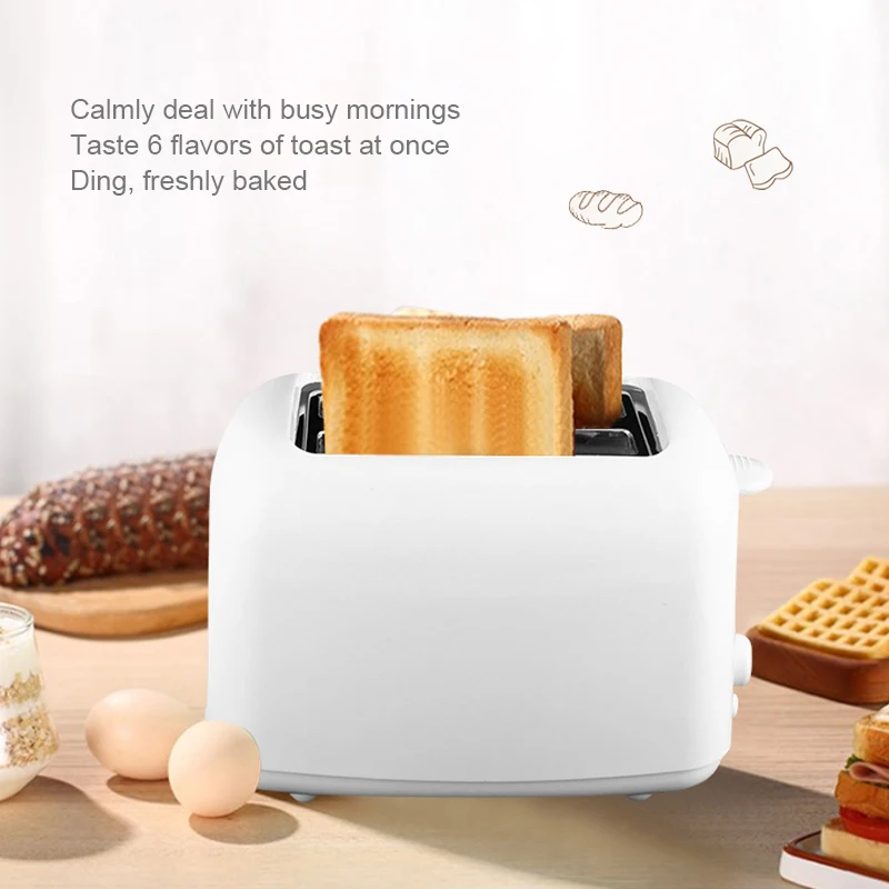 Bread Toaste with Removable Crumb Tray Toasters Cooking Appliances Home 6 Operating Modes 2 Slices Mini Auto Breakfast Toaster