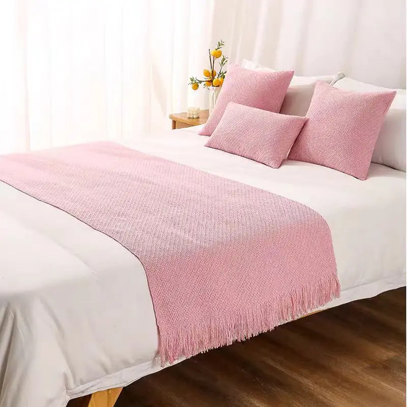 

Solid Color Minimalist Bedspreads Bed Runner Bed Flag Scarf for Home Hotel Decor Bedding Single Queen King Bed Cover Jacquard